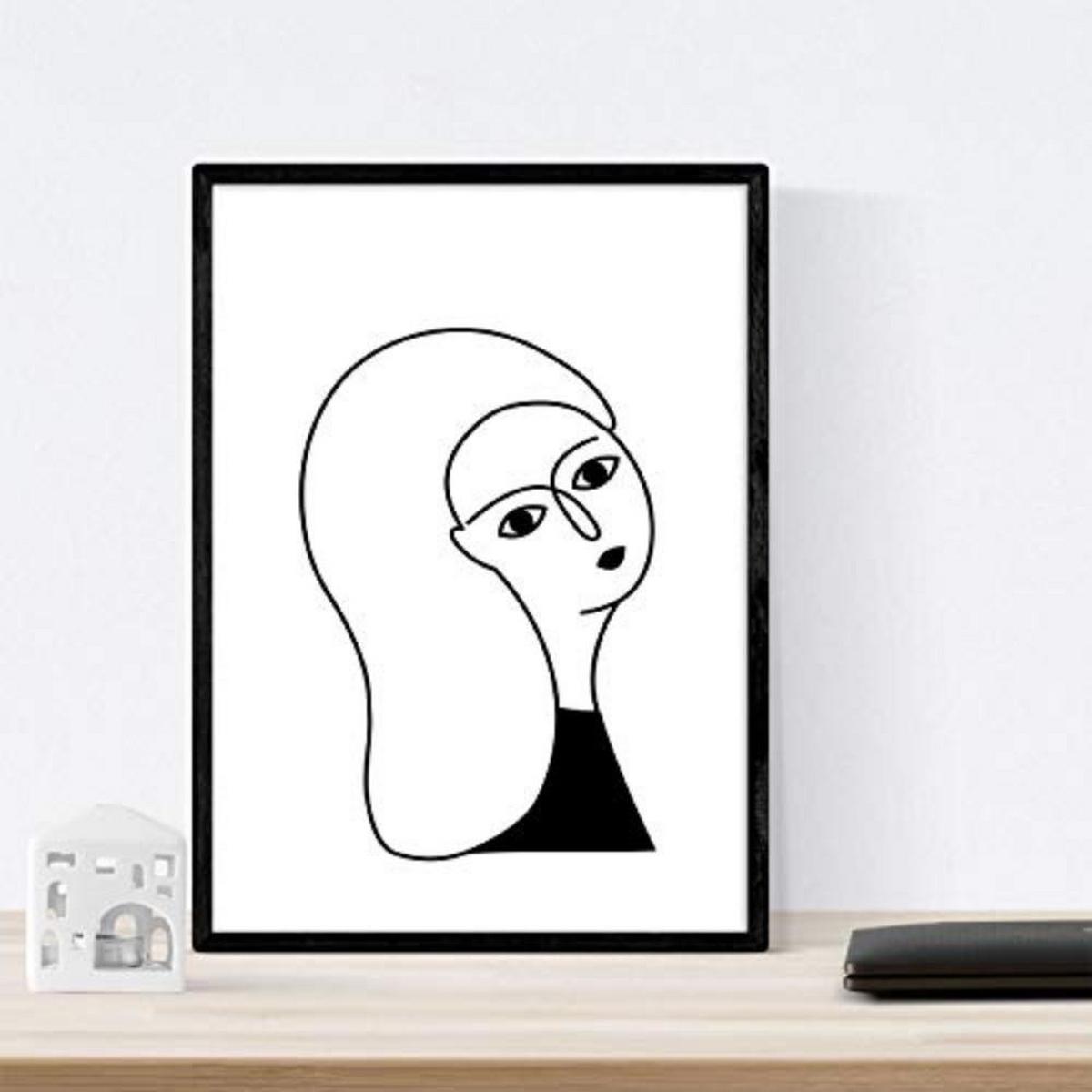 POSTER Set mit 4 „Vier Frauen in Weiß“ Zeichnungen A3 Rahmenlos - Klar, Papier (29.7/3cm) - Nacnic