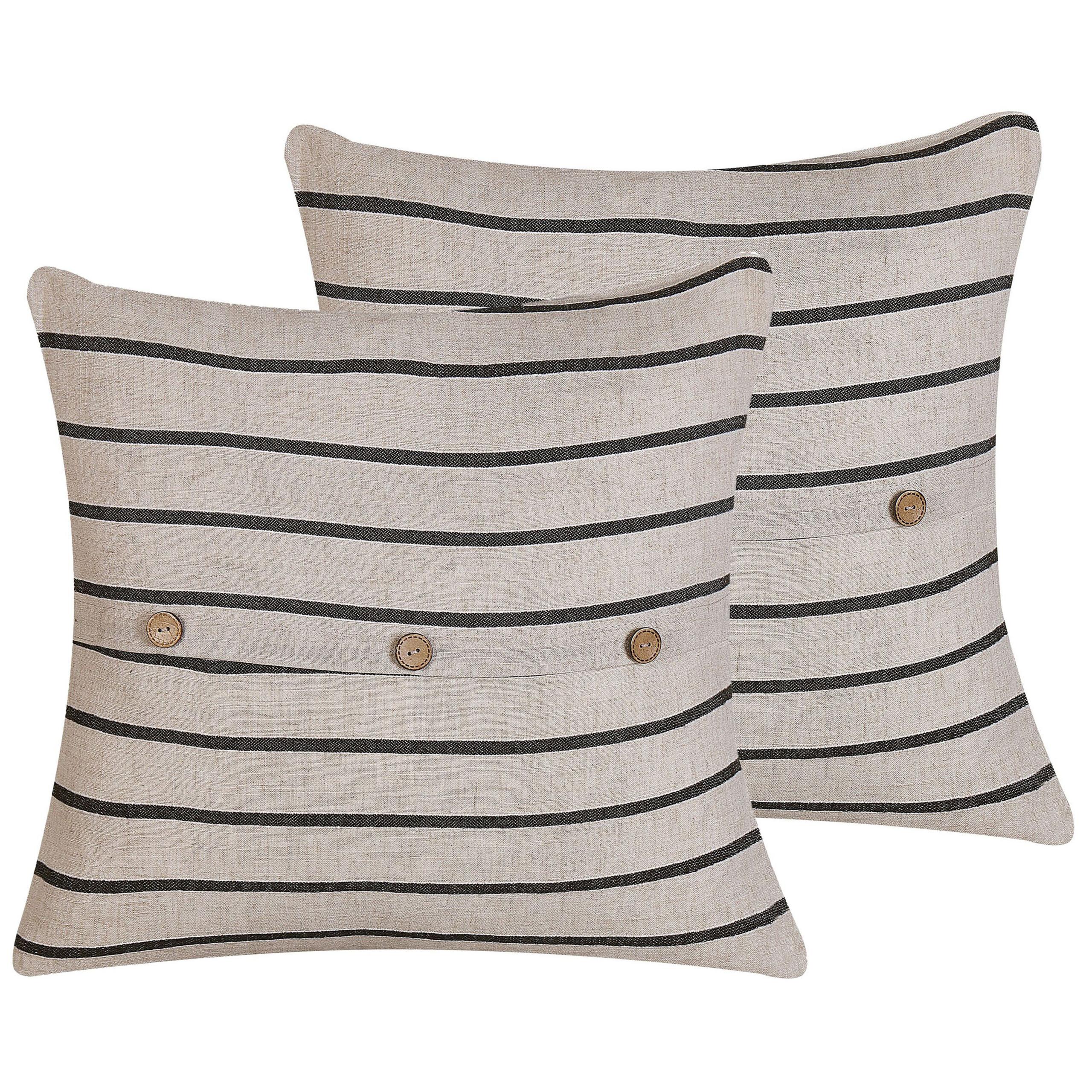 DEKOKISSEN 2er-Set Beige 43/43 cm Cynara - Beige, Naturmaterialien/Textil (43/43cm) - Beliani