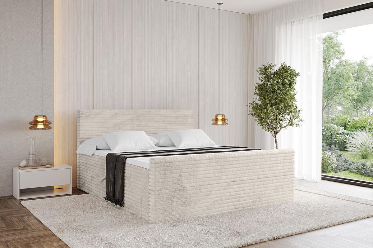 BOXBETT mit Matratze H3 und Lattenrost - TOLO-Z-v1 - 120x200 Cord - Creme - Creme, Holzwerkstoff (120/200cm)