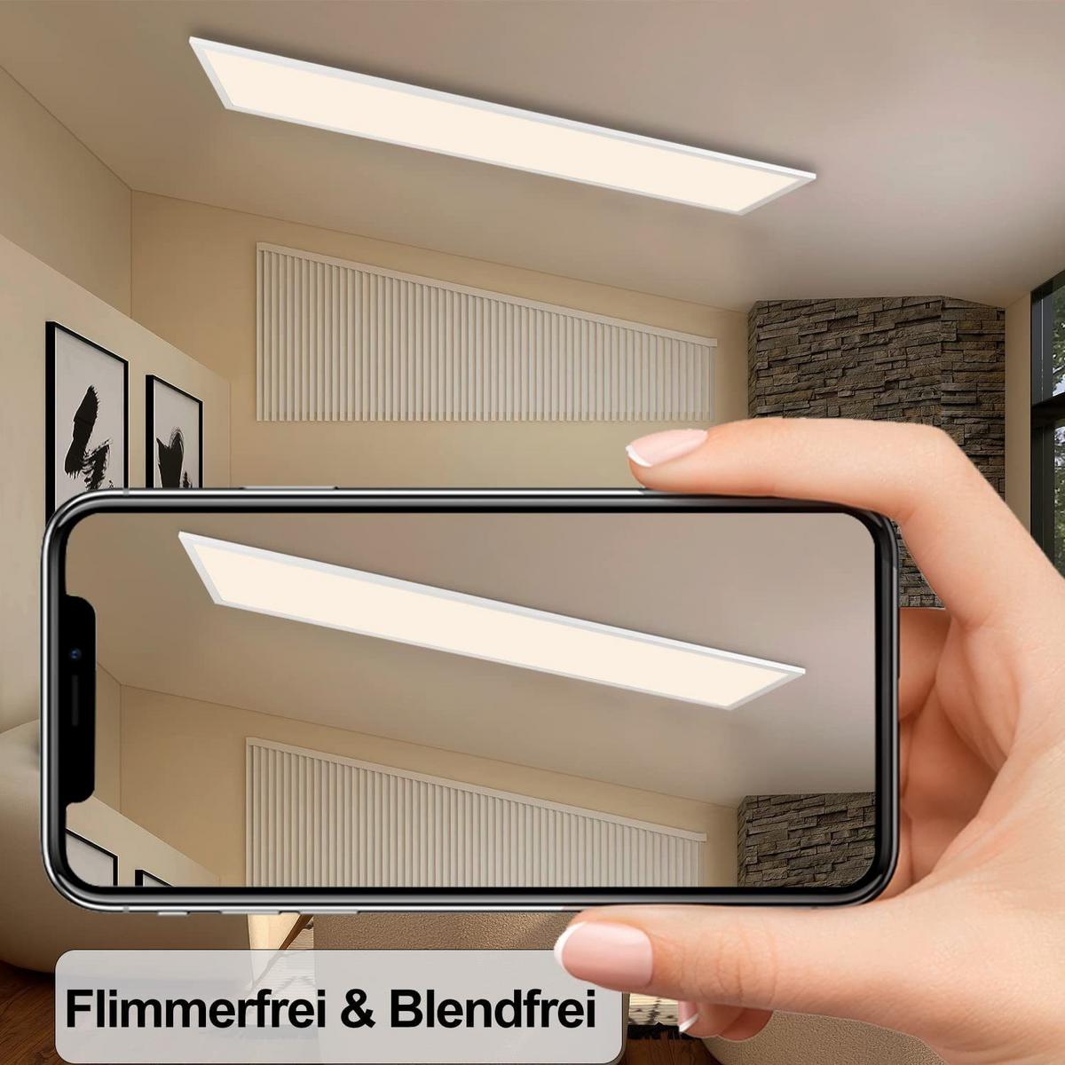LED-DECKENLEUCHTE Tannfluch 30.0/5.5/120.0 cm - Weiß, Metall (120/30/5.5cm) - ZMH