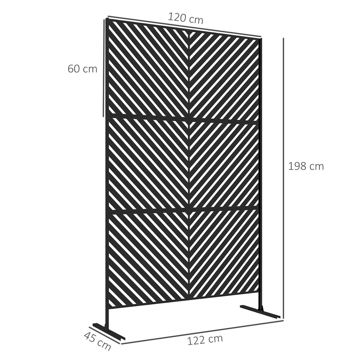 GARTENSICHTSCHUTZ, Stahl, Schwarz - Schwarz, Metall (45/198cm) - Outsunny