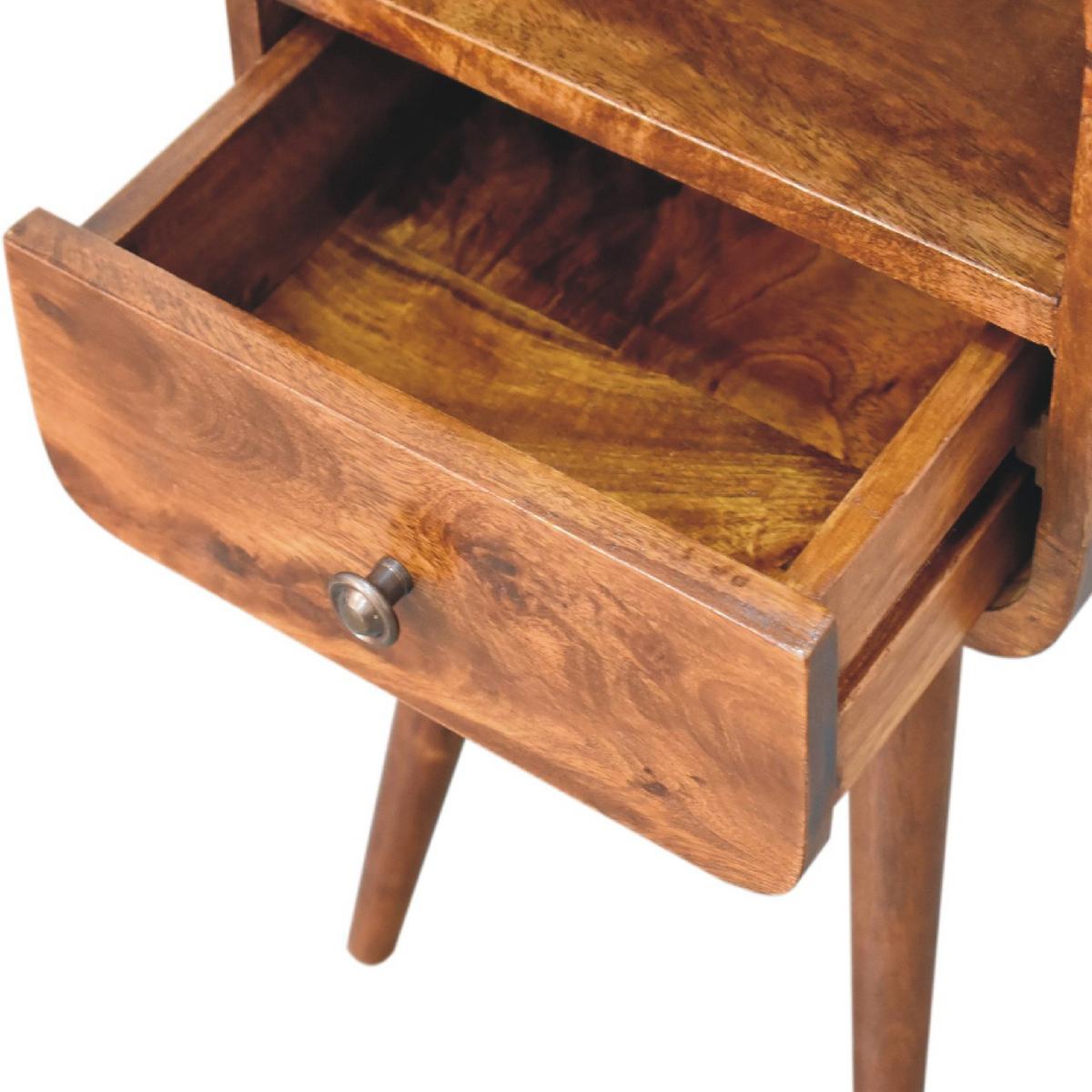 NACHTTISCH mit 1 Schublade, 1 Offener Ablage, Braun - Messingfarben/Braun, Holz/Metall (30/55/30cm) - Artisan Furniture