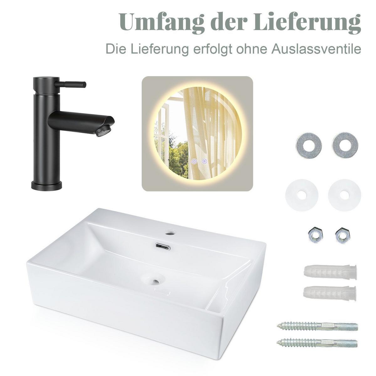 WASCHBECKEN Bayreuth II 51/42/15cm - Weiß, Keramik (42/15/51cm) - Nettlife