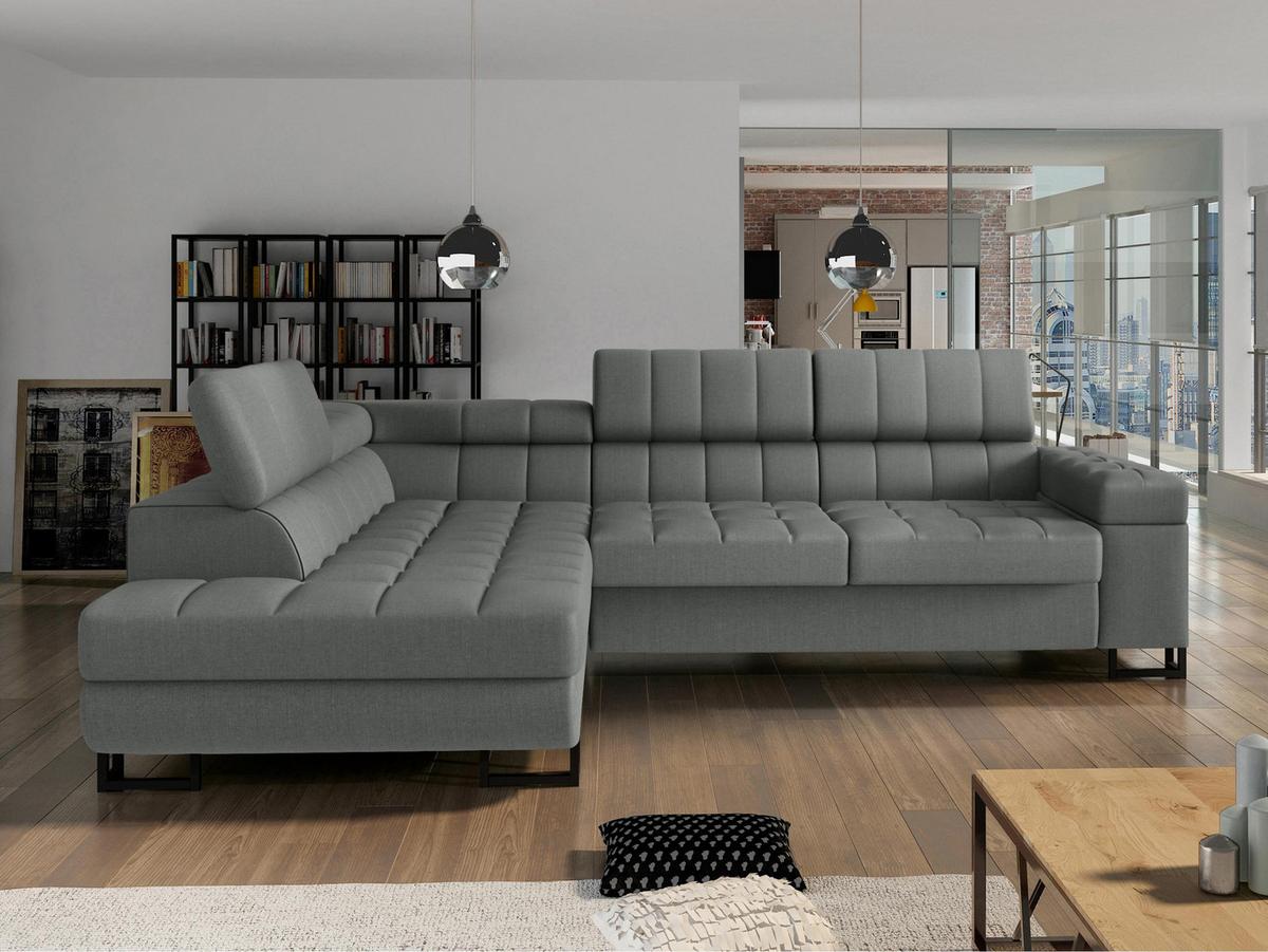 ECKSOFA Laris, Seite: Links - Greige/Schwarz, Holz/Textil (271/203cm) - MIRJAN24