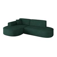 ECKSOFA Ottomane Links MARI-L1 - 243x171x79 cm Grün Velours - Schwarz/Grün, Holzwerkstoff/Kunststoff (243/171cm) - ALTDECOR