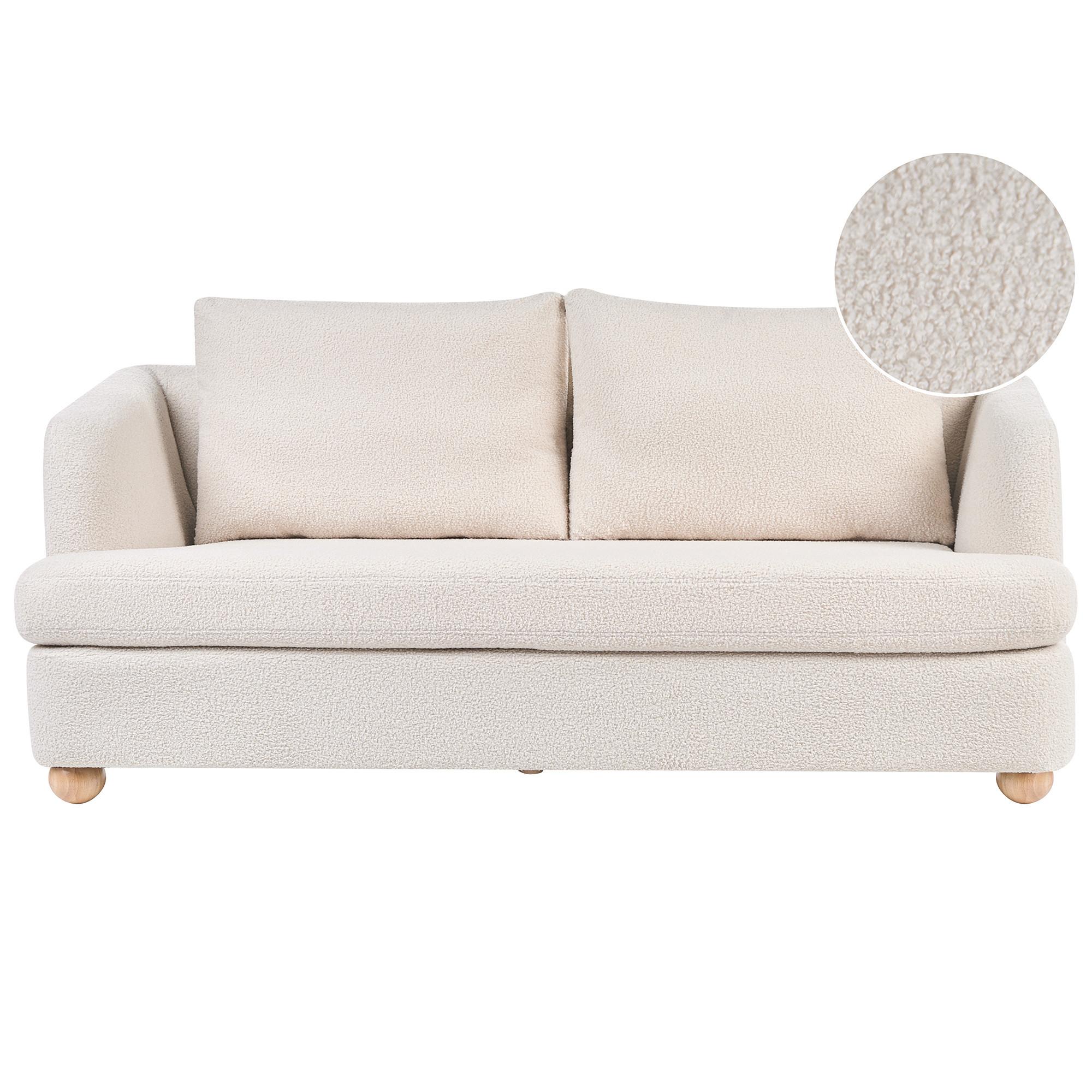 3-SITZER-SOFA Bouclé Cremeweiß Rattvik - Hellbraun, Textil (198/86/82cm) - Beliani
