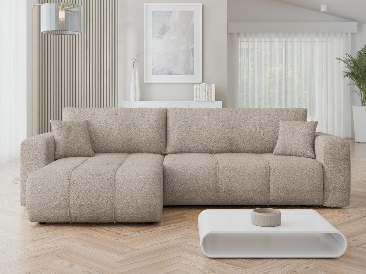ECKSOFA Furyn Maxi Boucle - Schwarz/Braun, Holzwerkstoff/Kunststoff (274/145cm) - MIRJAN24