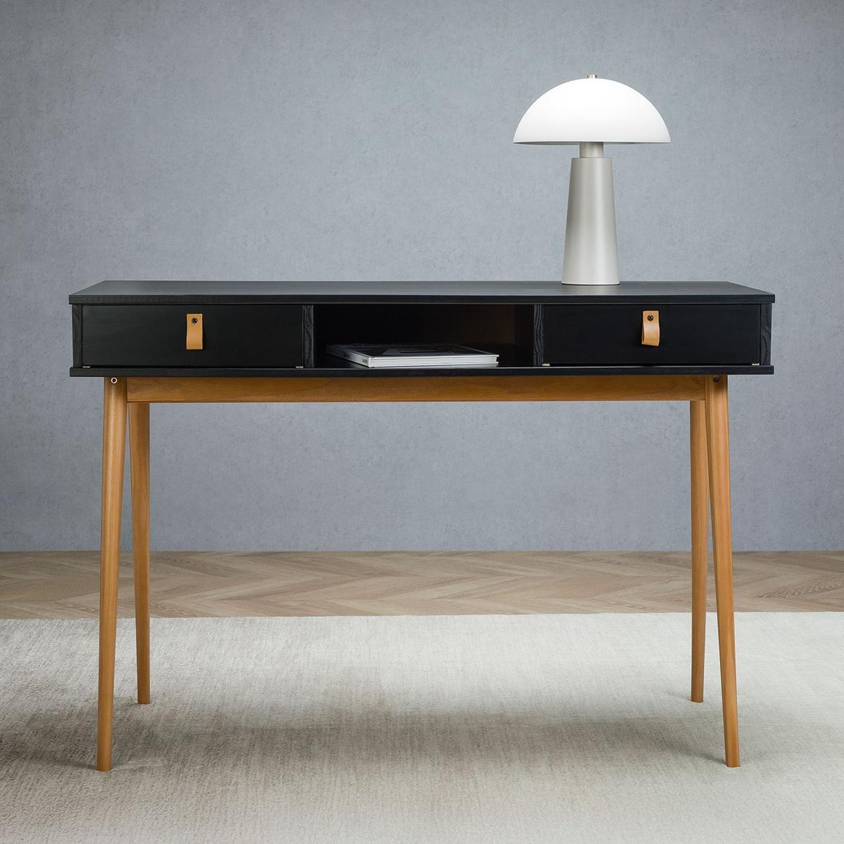 SCHREIBTISCH KIM schwarz/Eiche - Eichefarben/Schwarz, Holz (50/110/76cm) - IDIMEX