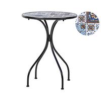 GARTENTISCH Keramik Schwarz Civita - Blau/Schwarz, Metall (60/60/75cm) - Beliani