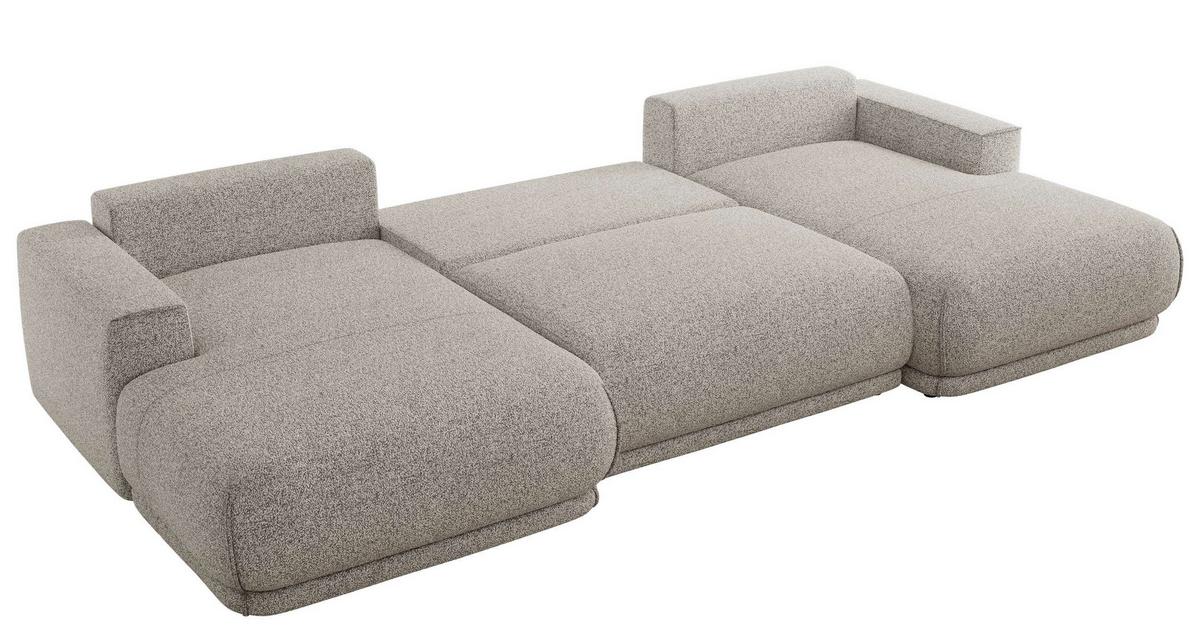 WOHNLANDSCHAFT RINA U Hellgrau Strukture - Hellgrau/Schwarz, Kunststoff/Textil (360/85/170cm) - MKS