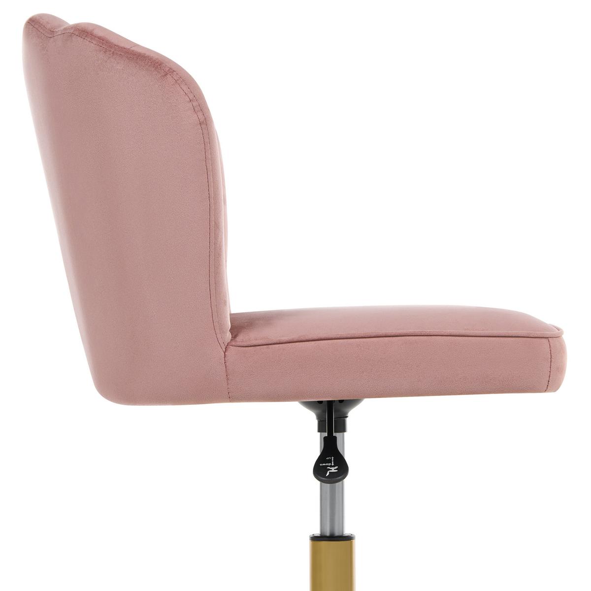 SCHREIBTISCHSTUHL Samtstoff Rosa Valticello - Pink/Goldfarben, Textil/Metall (60/77/60cm) - Beliani
