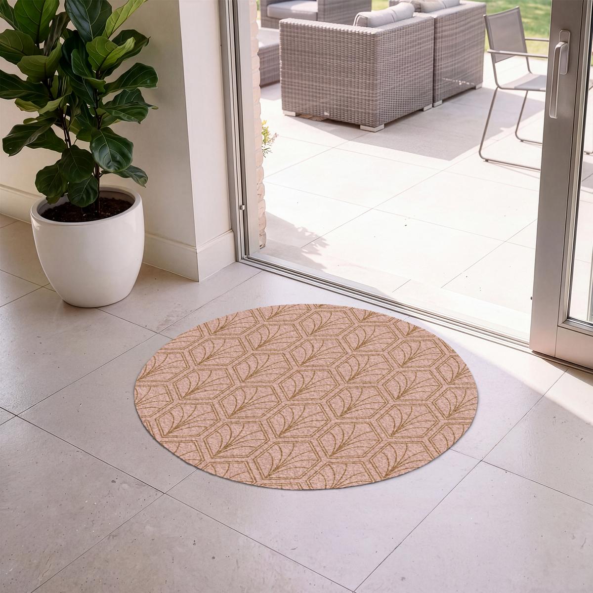 FUSSMATTE Lachsrosa - Muster - Geometrisch Schmutzfangmatte 90x90 cm - Altrosa, Kunststoff (90/0.4cm) - MuchoWow