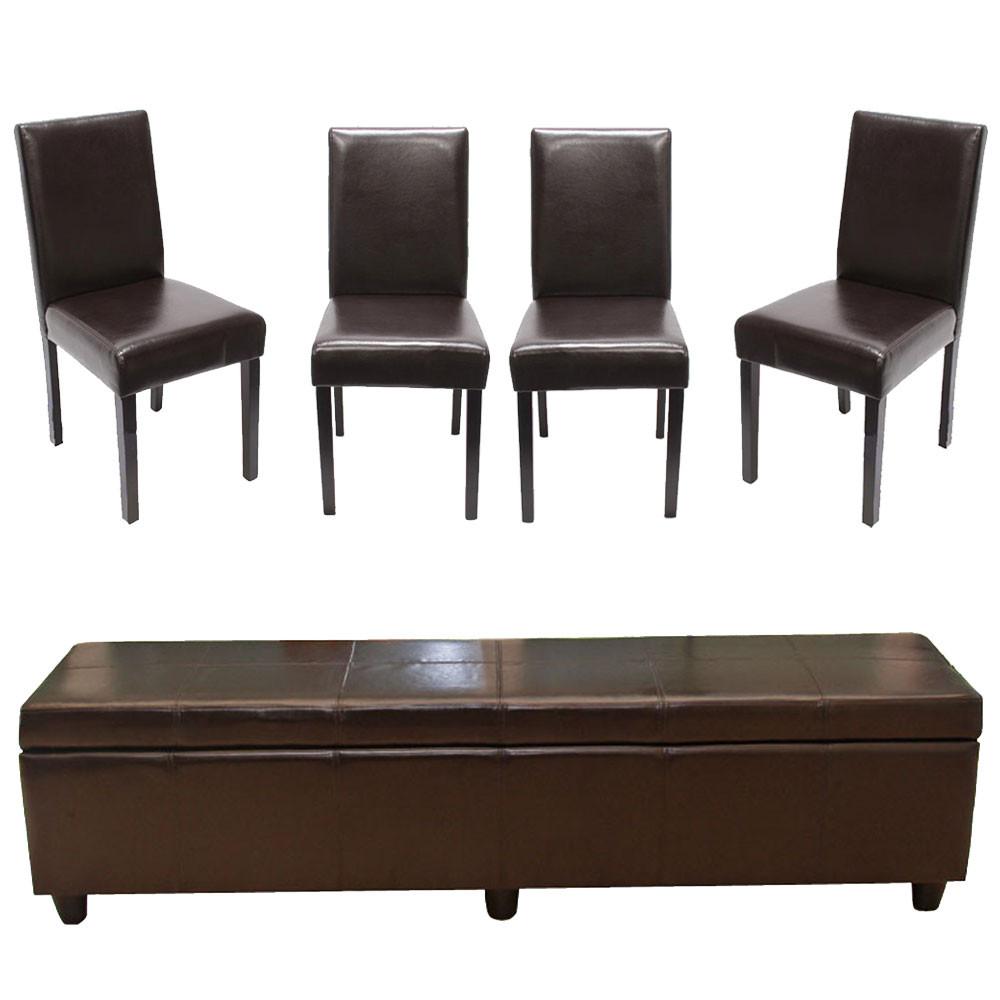GARNITUR XXL Braun 5-teilig-Set - Braun, Leder (48/90/56cm) - MCW