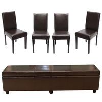 GARNITUR XXL Braun 5-teilig-Set - Braun, Leder (48/90/56cm) - MCW