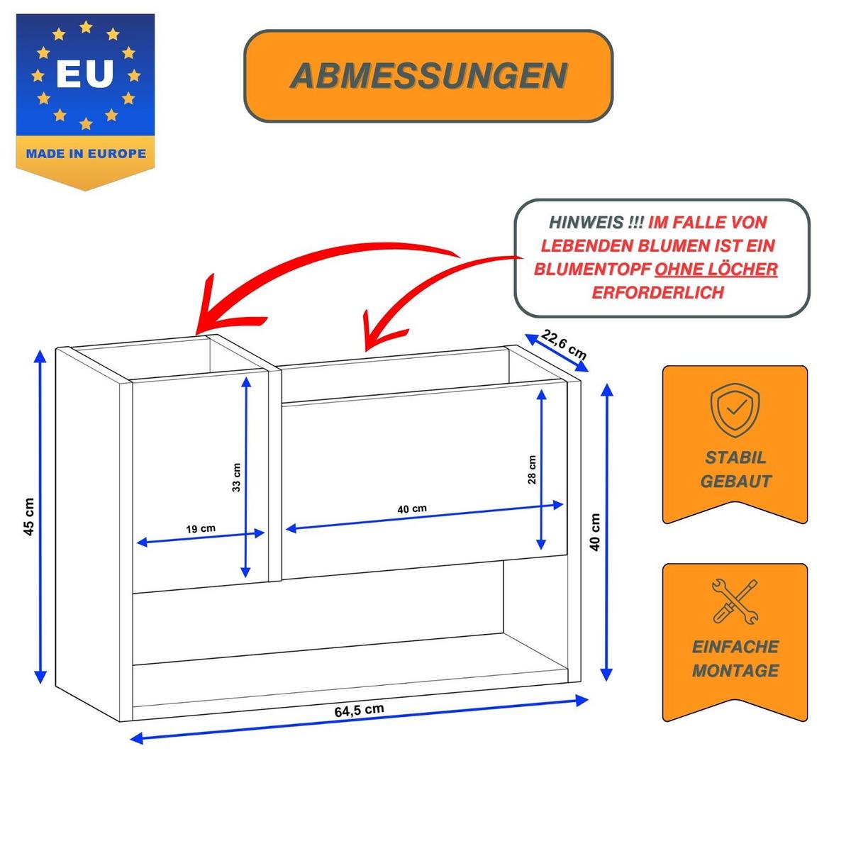 BLUMENKASTEN - Nussbaumfarben, Holzwerkstoff (22.6/45/64.5cm) - RAUMHIRSCH FURNITURE