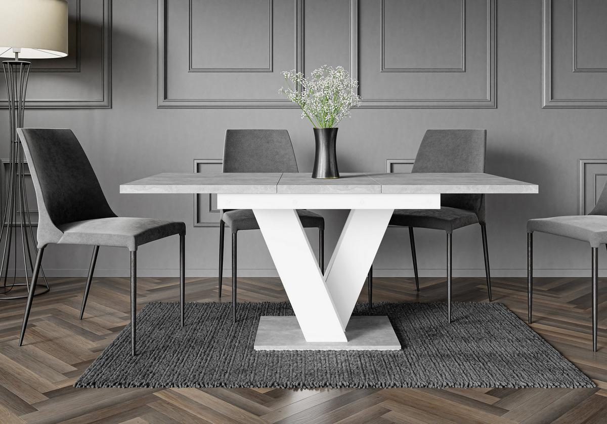 ESSTISCH MASSAR Ausziehbar 120 - 160 / 80 x 76 cm - Weiß/Grau, Holz (120/80/76cm) - MASSENO