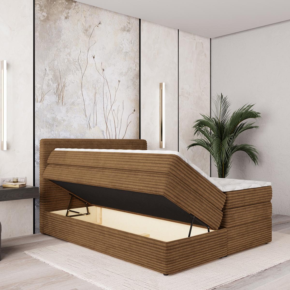 BOXSPRINGBETT LUNERA 160x200 cm mit Matratze und Topper - Kupferfarben - Kupferfarben, Holz (160/200cm) - MASSENO