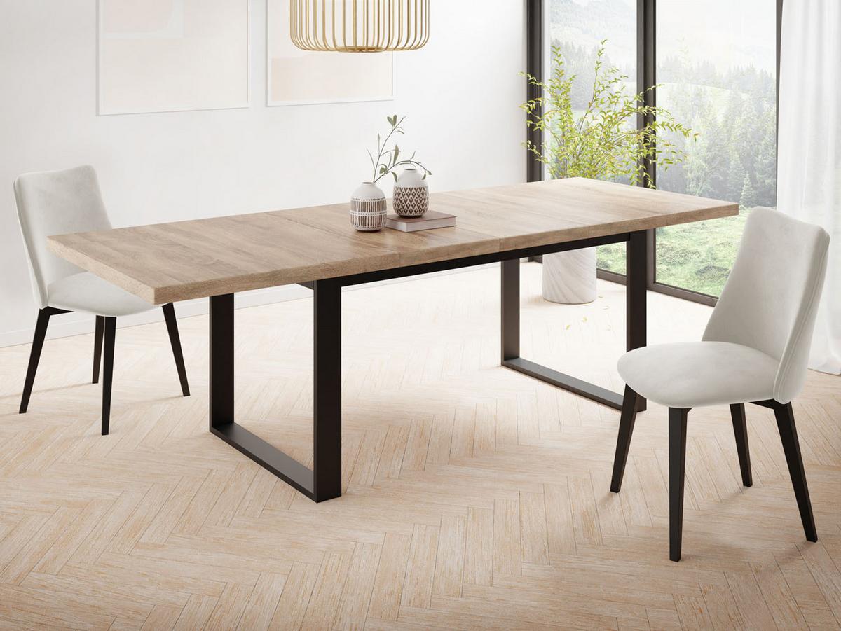ESSTISCH Valentino rechteckig ausziehbar, Sonoma Eiche 160/240/90/75 cm - Schwarz/Sonoma Eiche, Holzwerkstoff/Metall (90/240/75cm) - WFL GROUP