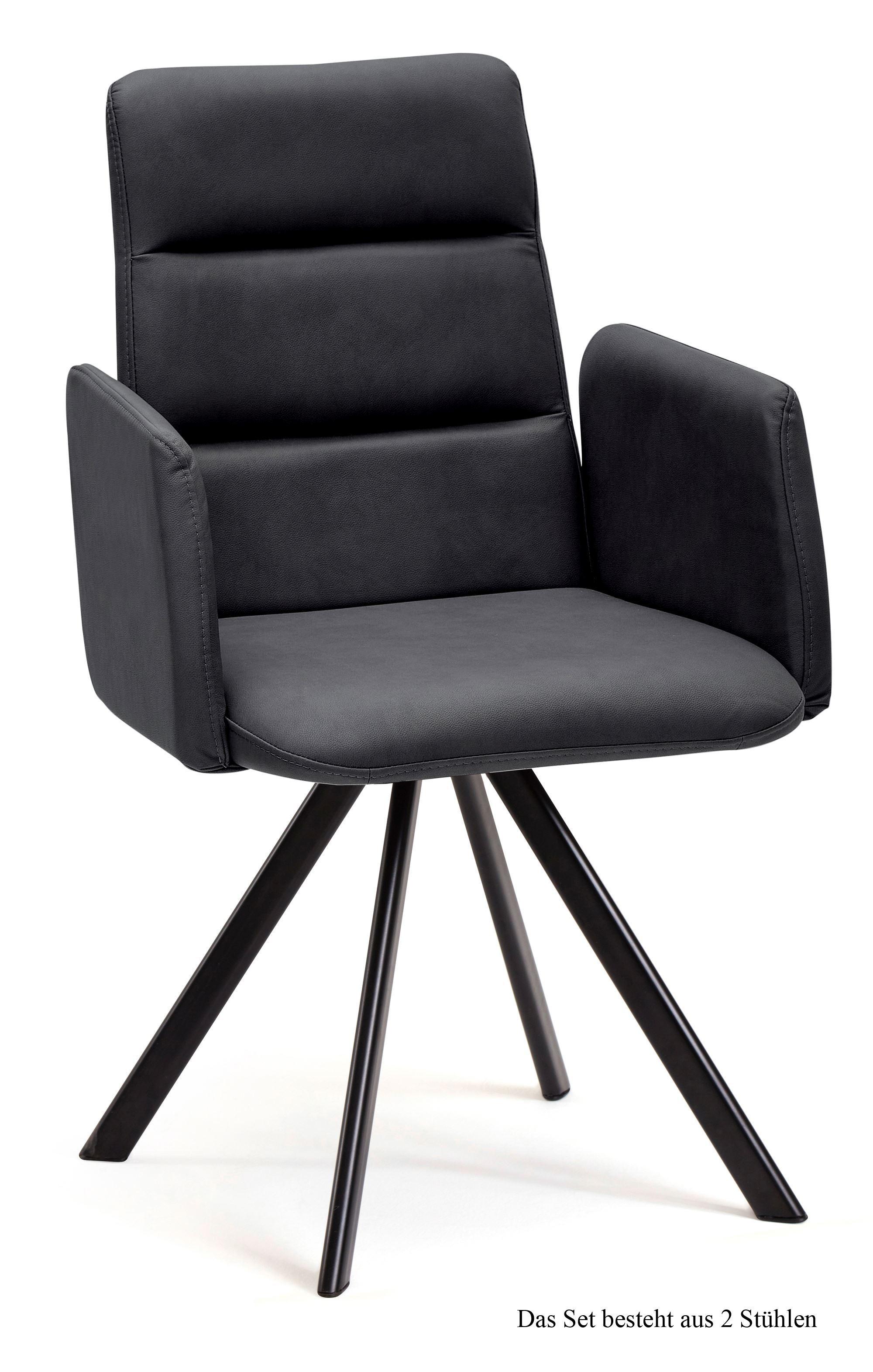 ARMLEHNSTUHL (2er-Set) Deane 52x92x60 Schwarz/Anthrazit - Anthrazit/Schwarz, Kunststoff (60/92/52cm) - 58aufmkessel