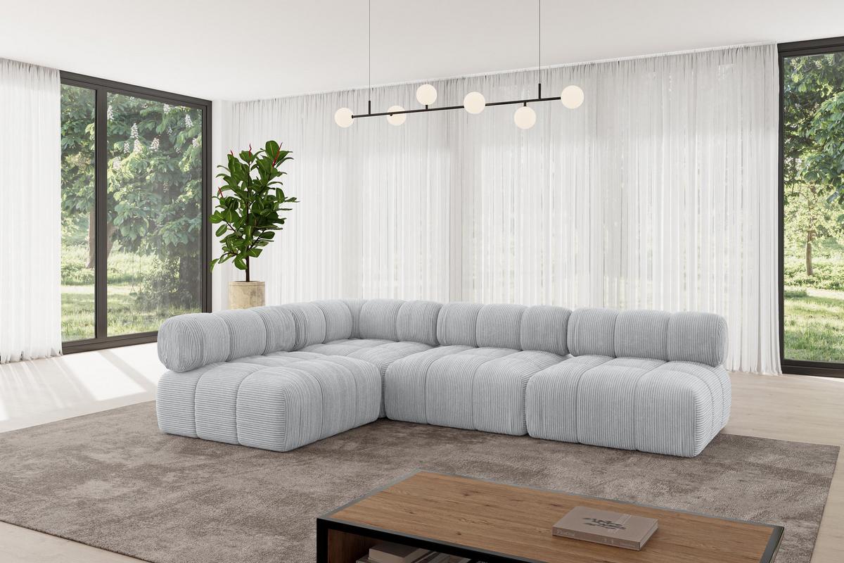 ECKSOFA modulares Sofa Samaro-L2 - 285x190x70 cm Grau Cord - Grau, Holzwerkstoff/Textil (285/190cm) - ALTDECOR