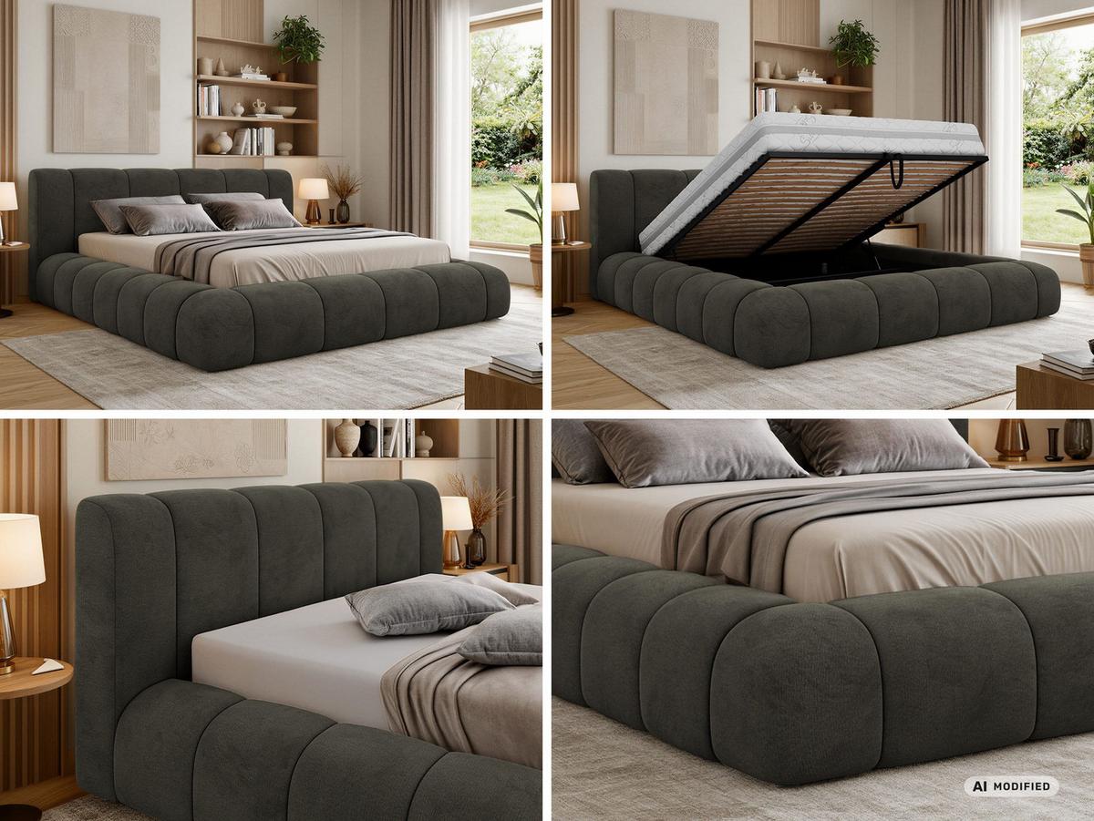 POLSTERBETT NUBEA CLASSIC 160/200 - Dunkelgrau Velvet - ohne Matratze - Dunkelgrau, Textil (160/200cm) - MKS