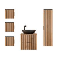 BADMÖBEL 60.6cm Gaia 2er-Set Holz in Eichenoptik und Schwarz - Braun, Holzwerkstoff (60.6/59/46cm) - Petits-meubles