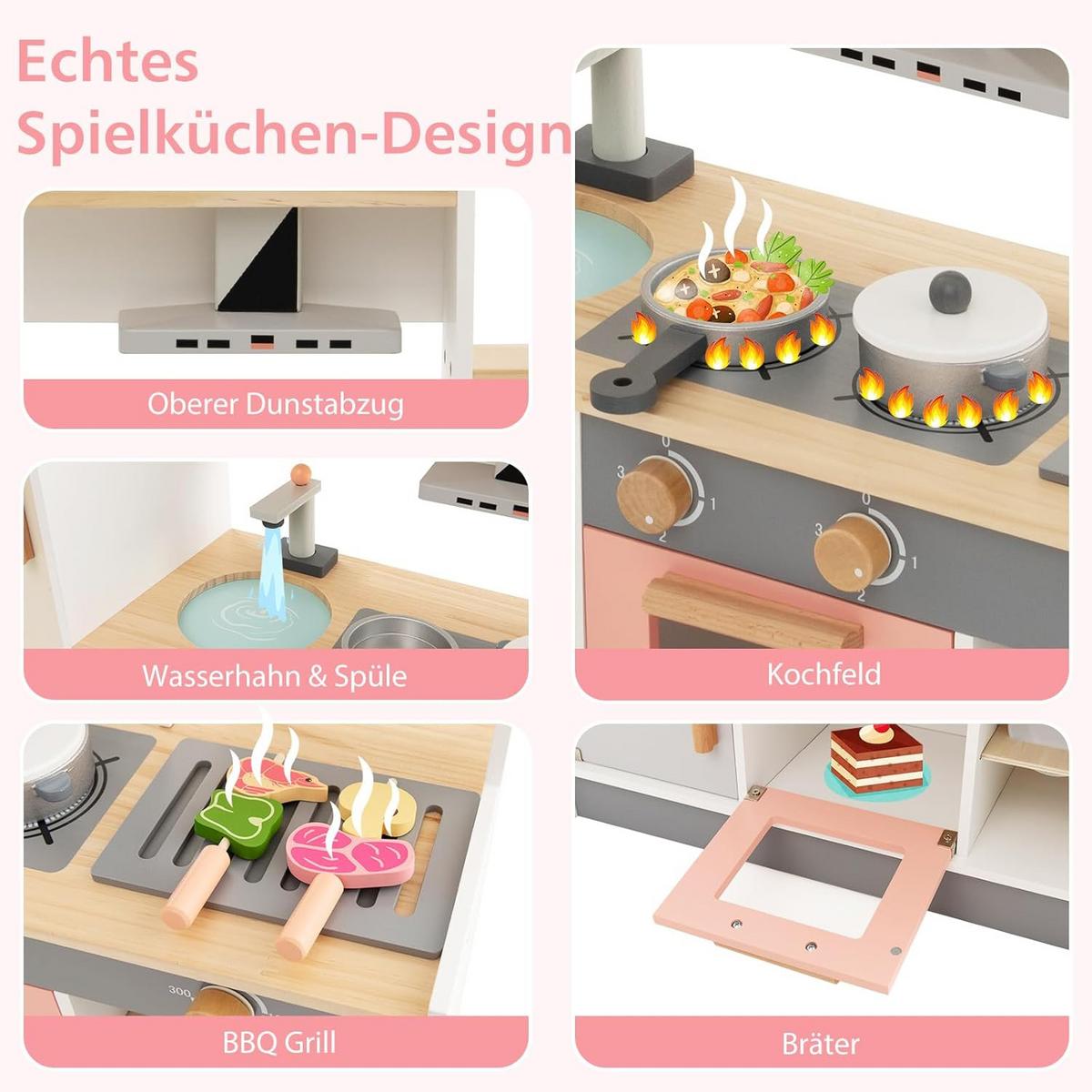 SPIELZEUGKÜCHE Multicolor - Multicolor, Holz (90/65/24cm) - COSTWAY