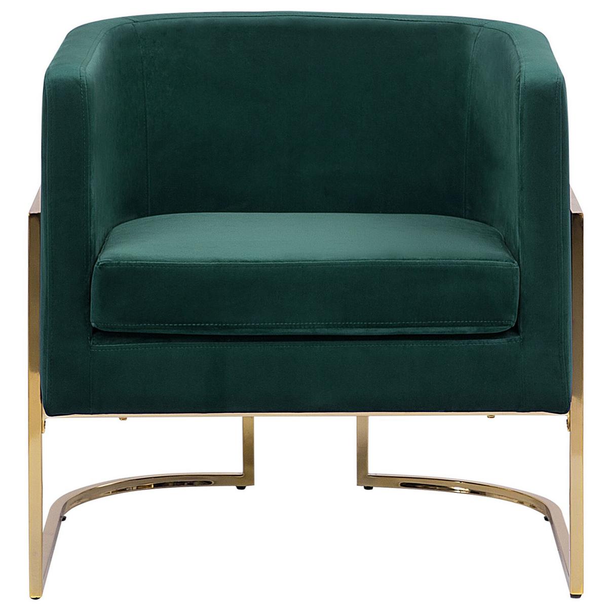 SESSEL Samtstoff Grün Sirkka - Grün, Textil/Metall (72/71/70cm) - Beliani