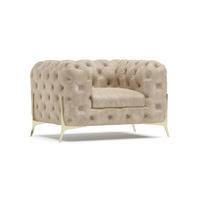 CHESTERFIELD-SESSEL Vertex Beige Samt - Beige/Goldfarben, Holz/Textil (125/75/100cm) - S-Style Möbel