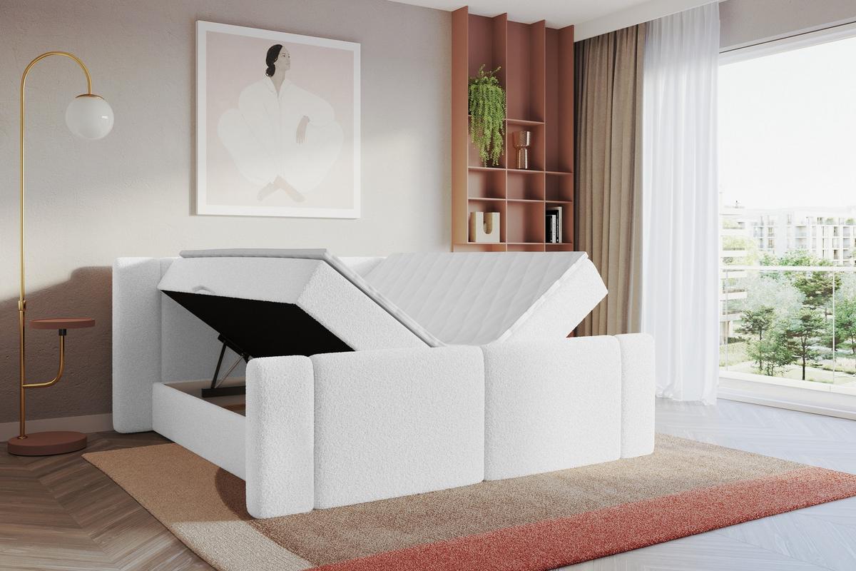 BOXBETT mit Matratze H3 - EVON Zanozek - 180x200 cm Weiß - Weiß, Holzwerkstoff (180/200cm) - ALTDECOR