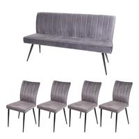 ESSZIMMER-SET Grau 5er-Set - Grau, Textil (160/90/64cm) - MCW