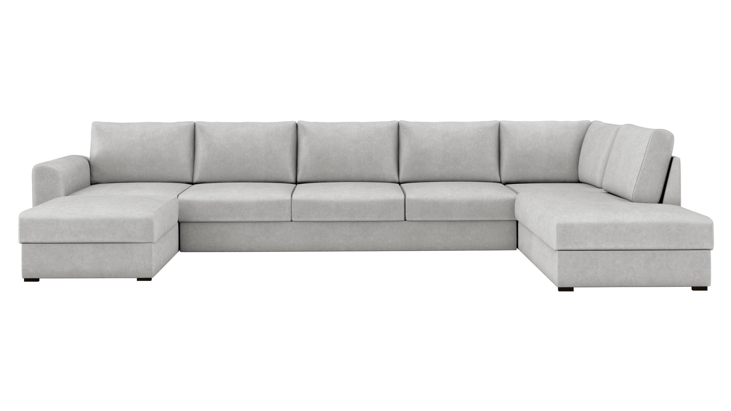 WOHNLANDSCHAFT Wilma Large Premium, Seite: Rechts - Hellgrau/Schwarz, Holz/Textil (370/85/186cm) - MIRJAN24