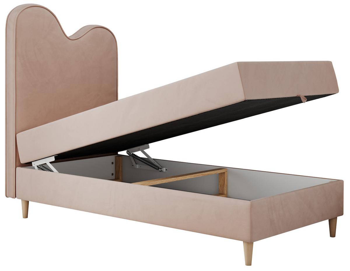 BOXBETT FLOW 90/180 Rosa Velvet - H3 - Rosa, Holz/Textil (90/180cm) - MKS