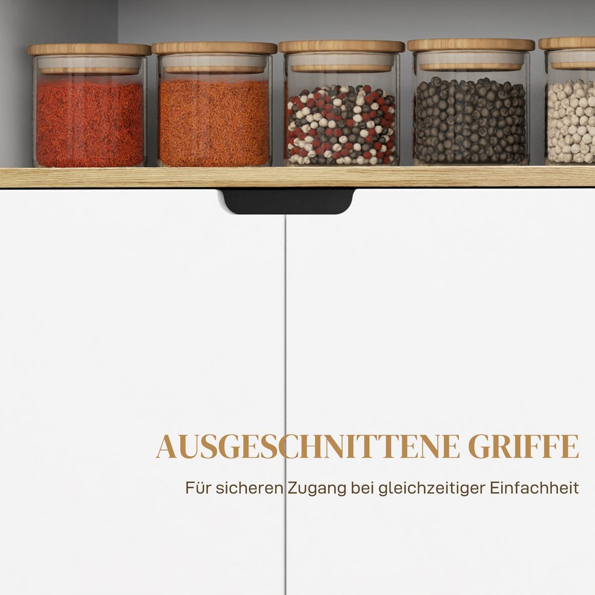 KÜCHENWAGEN Servierwagen mit Schrank, verschiebbaren, verstellbaren Einlegeböden - Multicolor/Schwarz, Holzwerkstoff/Kunststoff (40/82/80cm) - HOMCOM