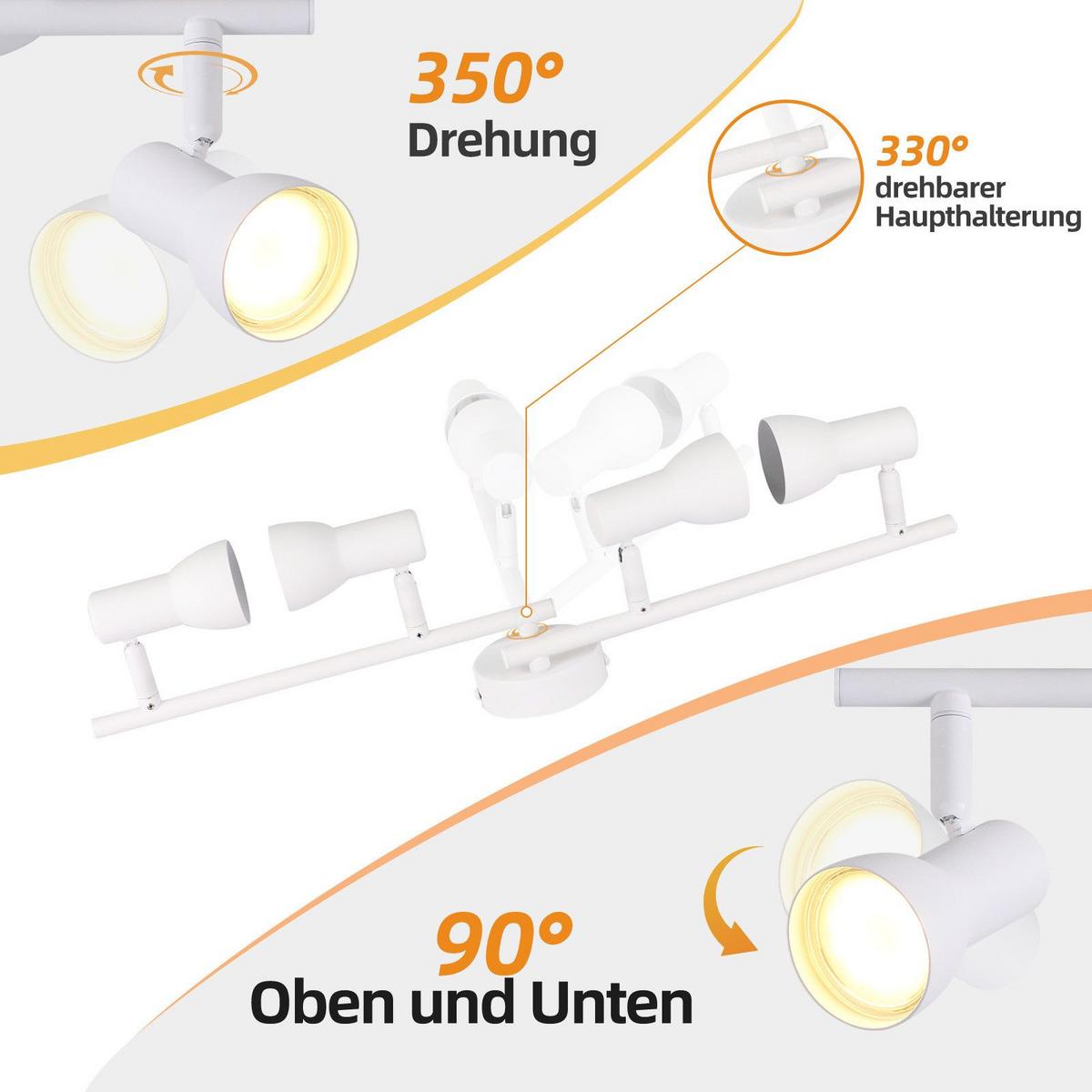 DECKENSTRAHLER Wärmeaura 4-flammig 60.5/8/16.5cm - Weiß, Metall (60.5/8/16.5cm) - Nettlife
