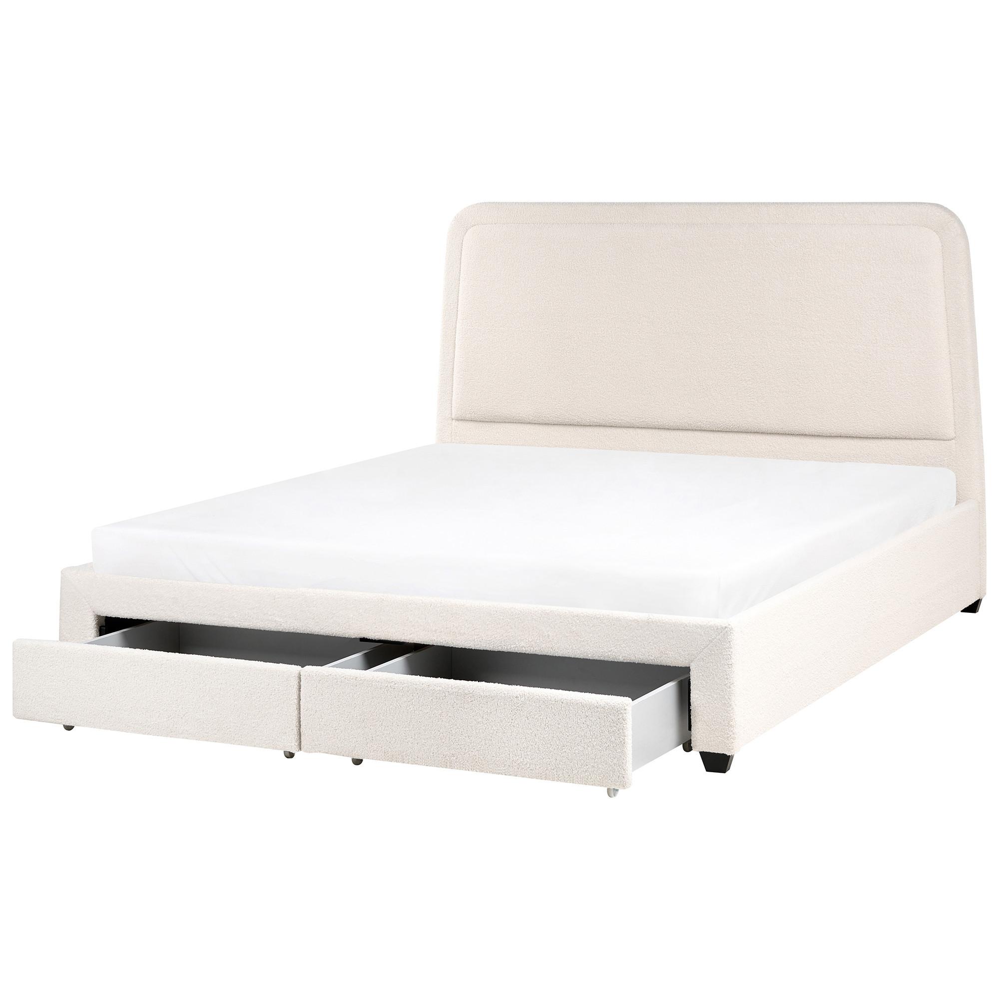BETT 180/200 cm Cremeweiß Sardent - Schwarz/Weiß, Textil (180/200cm) - Beliani