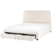 BETT 180/200 cm Cremeweiß Sardent - Schwarz/Weiß, Textil (180/200cm) - Beliani