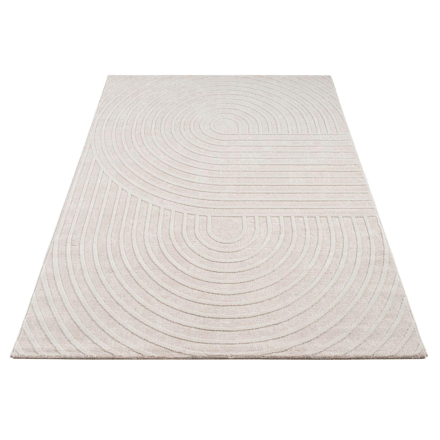 KURZFLORTEPPICH, abstrakt, aus Polyester, Florhöhe 10 mm, Creme, 200 x 280 cm - Creme, Textil (280/200cm) - KADIMA DESIGN