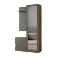 GARDEROBENSCHRANK Magnola Artisan Grau 100/180,5/35 cm – Modern, mit Spiegel und viel Stauraum - Hellbraun/Grau, Holzwerkstoff/Kunststoff (100/180.5/35cm) - AX Living