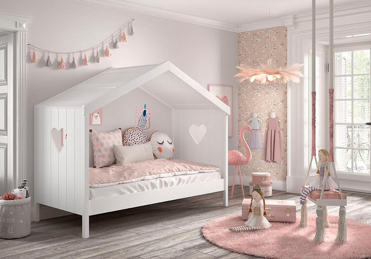 HAUSBETT Kamila 1 213x172x99 aus Massivholz+MDF in Weiß - Weiß, Holz (90/200cm) - 58aufmkessel