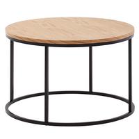 COUCHTISCH Rund in Eichefarben, Holz-Metall-Kombination, Modernes Design, Maße: 70x70x45 cm - Schwarz/Braun, Metall (70/70/45cm) - KADIMA DESIGN