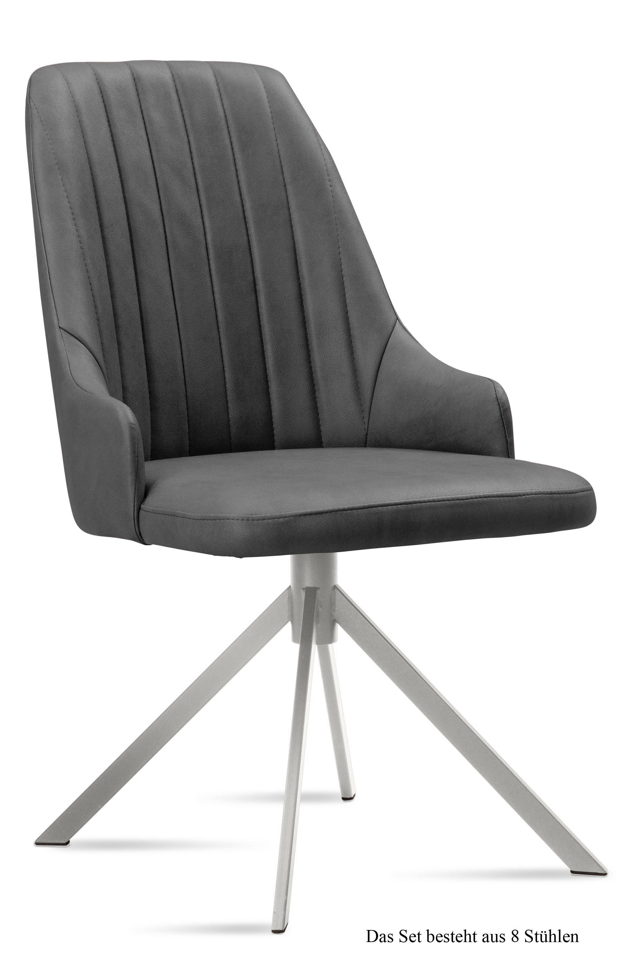 ESSZIMMERSTUHL (8er-Set) Dorrit 52x91x60 Edelstahl/Grau - Edelstahlfarben/Grau, Kunststoff (60/91/52cm) - 58aufmkessel