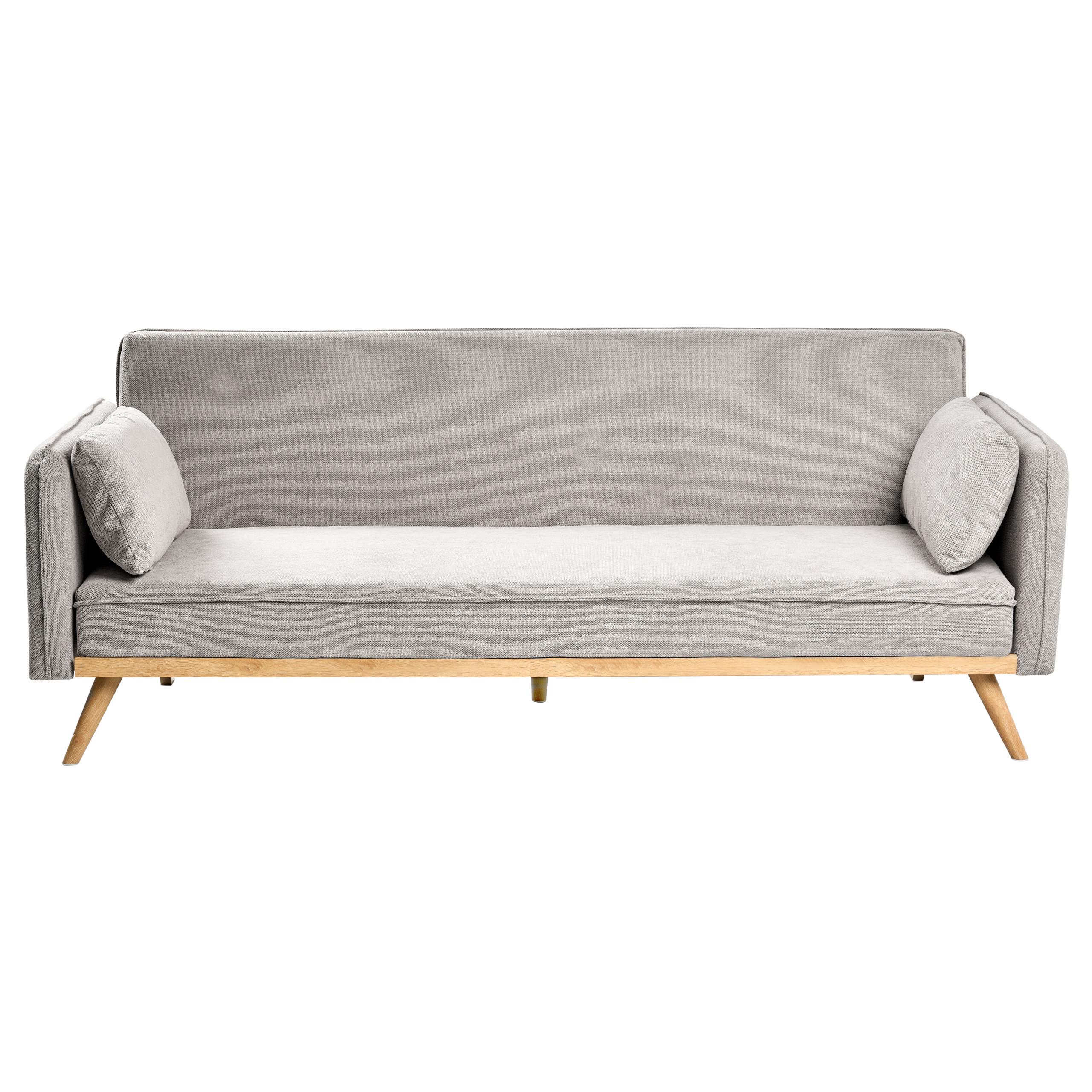 SCHLAFSOFA Stoff Grau Asaa - Dunkelgrau/Braun, Textil (205/76/80cm) - Beliani