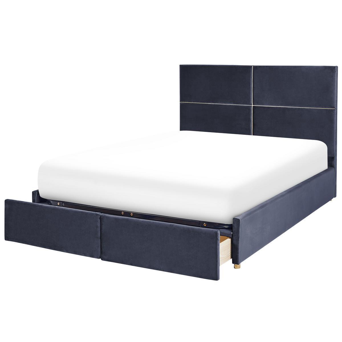 BETT mit Stauraum 160x200 cm Schwarz Vernoyes - Schwarz, Textil (160/200cm) - Beliani