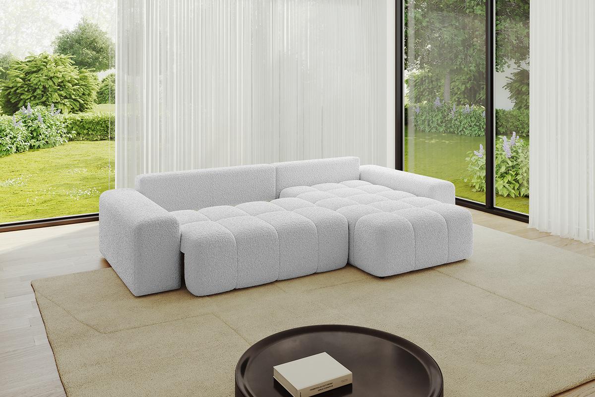 ECKSOFA Ottomane rechts ENIL-L 297x189x68 Hellgrau Bouclé - Hellgrau, Holzwerkstoff/Kunststoff (189/297cm) - ALTDECOR