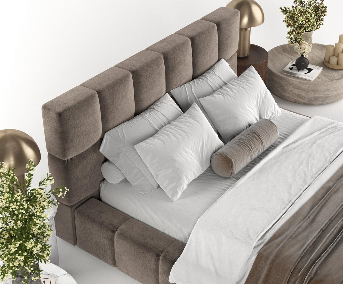 POLSTERBETT Paros mit Stauraum 200/200 cm Braun im Terra NW Stoff - Schwarz/Naturfarben, Holz/Holzwerkstoff (200/200cm) - AltaBeds