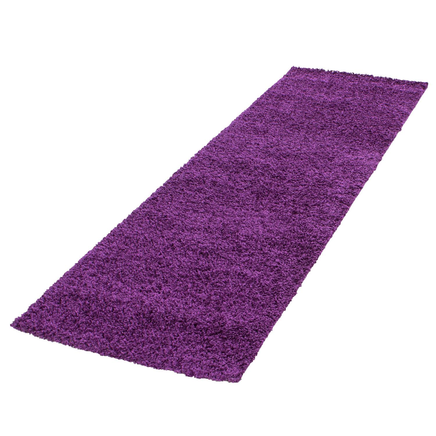 HOCHFLORTEPPICH RHEIN, einfarbig, Violett, 80 x 250 cm - Lila, Textil (80/250cm) - KADIMA DESIGN
