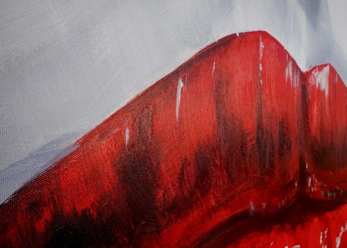ÖLGEMÄLDE LIPPEN HANDGEMALT Mehrfarbig - Multicolor, Textil (120/85cm) - MCW