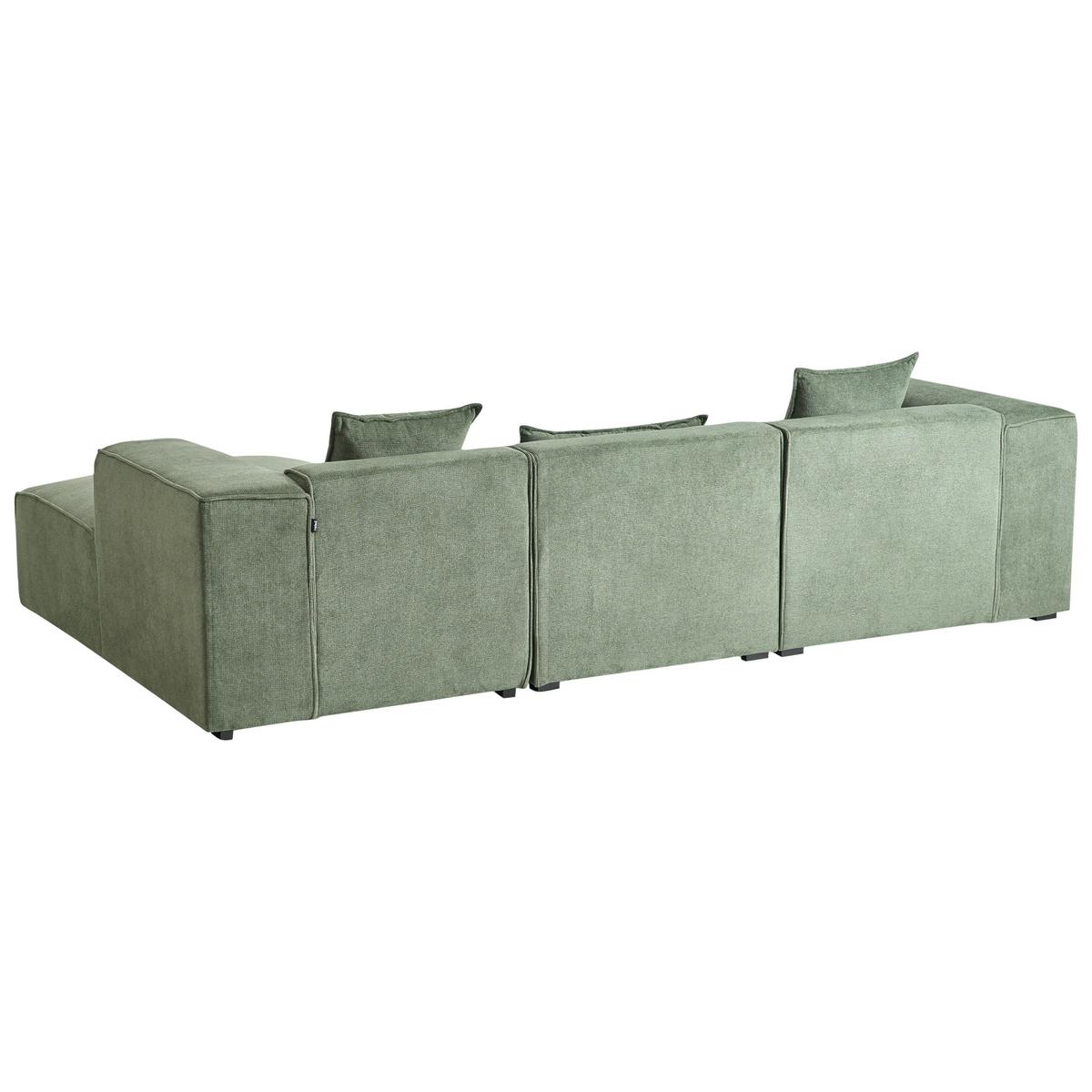 ECKSOFA 3-Sitzer Chenillegewebe Dunkelgrün linksseitig Dolva - Schwarz/Grün, Textil (294/170cm) - Beliani