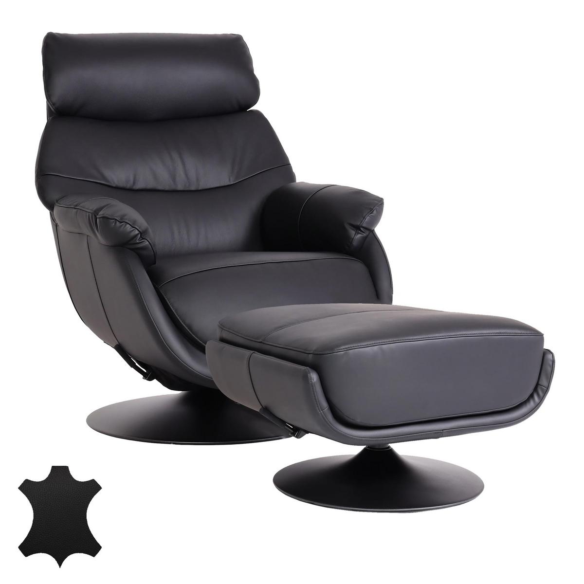 RELAXSESSEL MIT HOCKER Schwarz - Schwarz, Textil (78/99/80cm) - MCW
